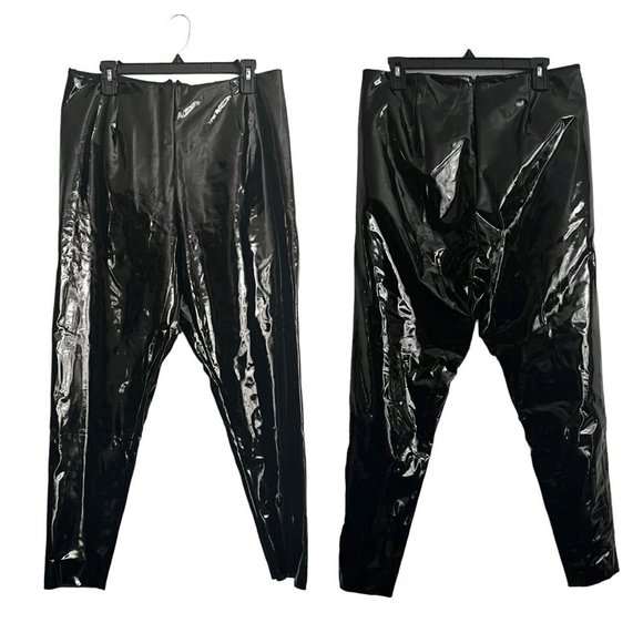 Juicy Couture Shiny Vinyl Black Faux Patent Leather Pants - Picture 2 of 5